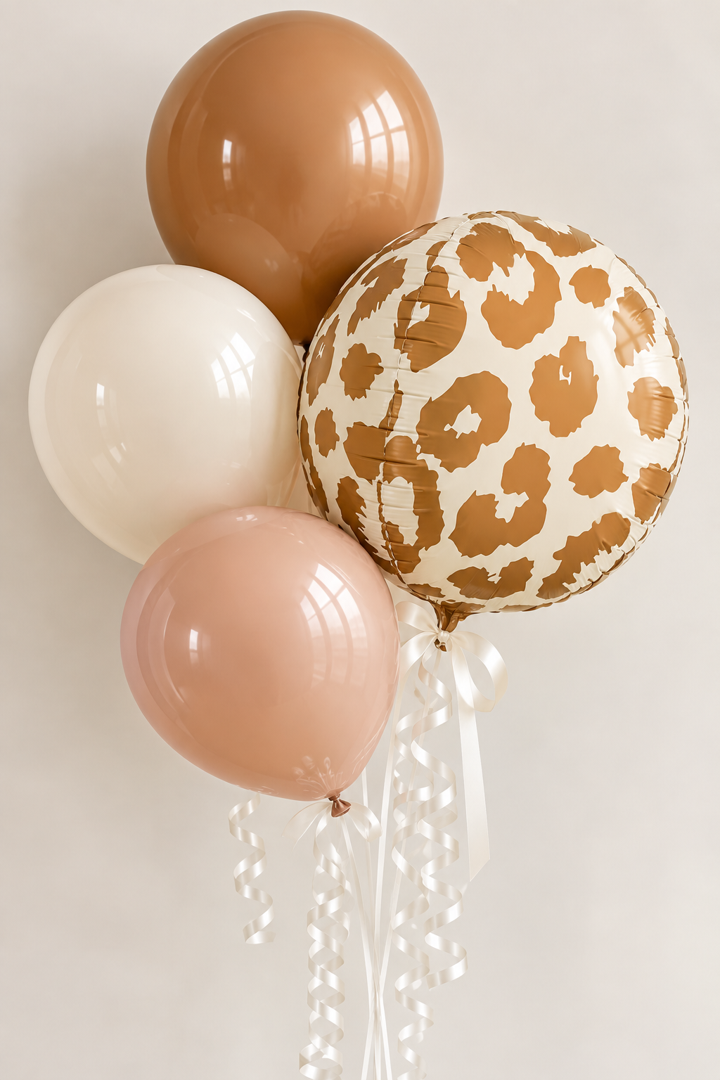 Deluxe balloon bouquet — Wild Thing animal print foil balloon with coordinating latex balloons