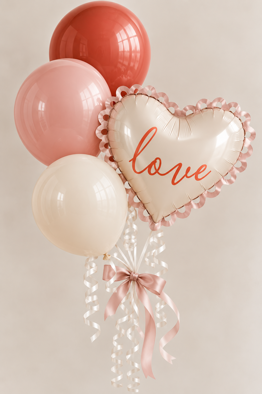 Deluxe balloon bouquet — Love Note Heart foil balloon with coordinating latex balloons