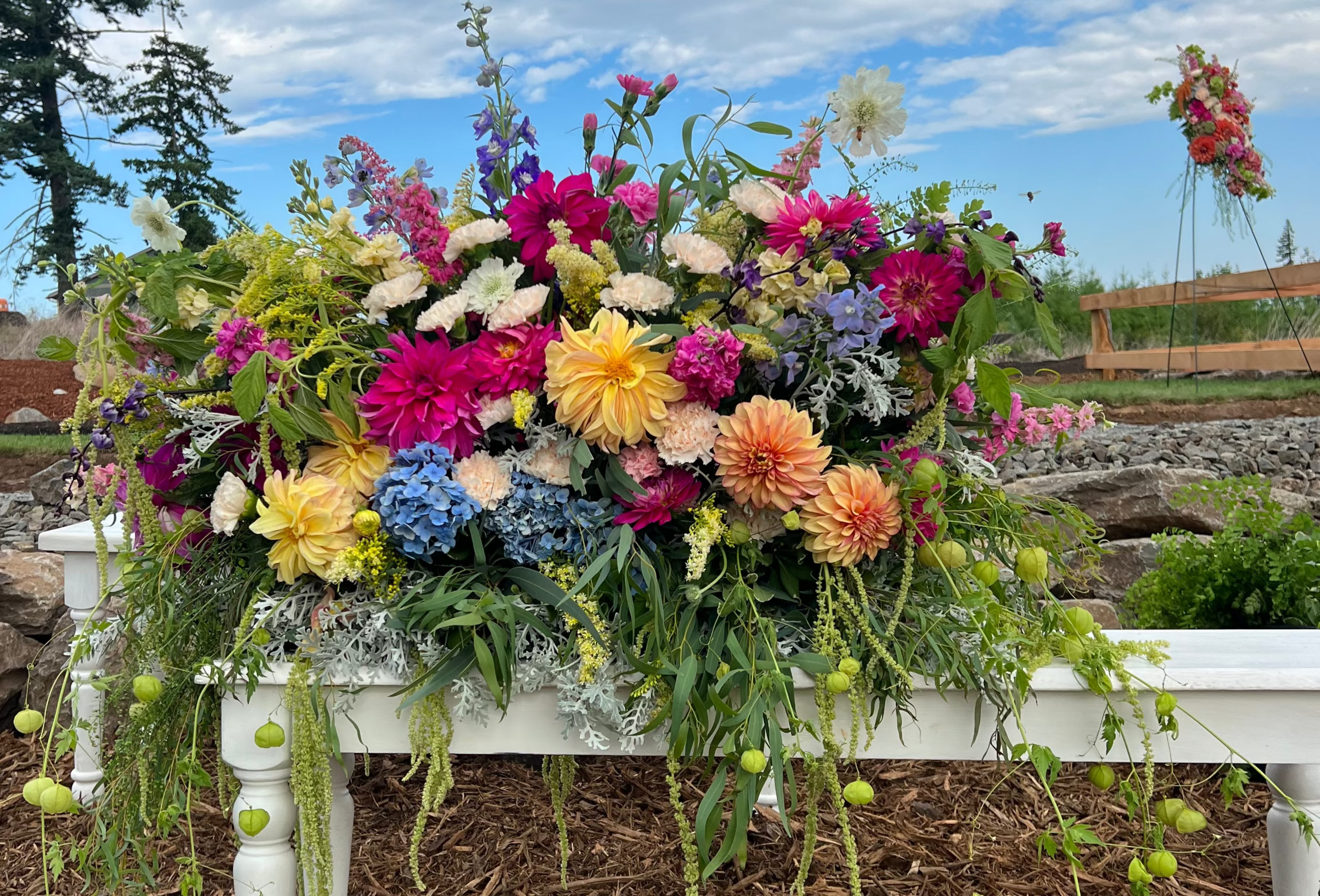 Colorful casket spray for funeral