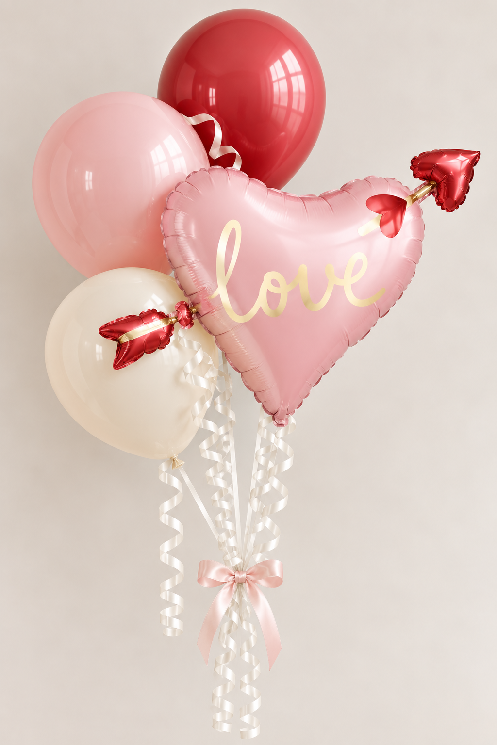 Deluxe balloon bouquet — Love Struck Heart with Arrow foil balloon with coordinating latex balloons