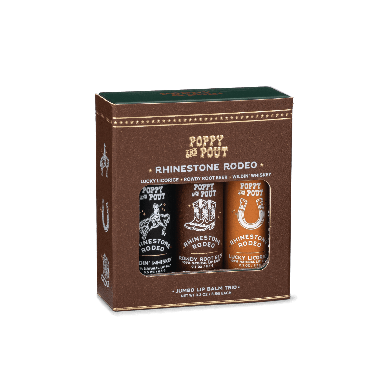 Poppy and Pout Gift Set, Lip Balm Trio, Rhinestone Rodeo