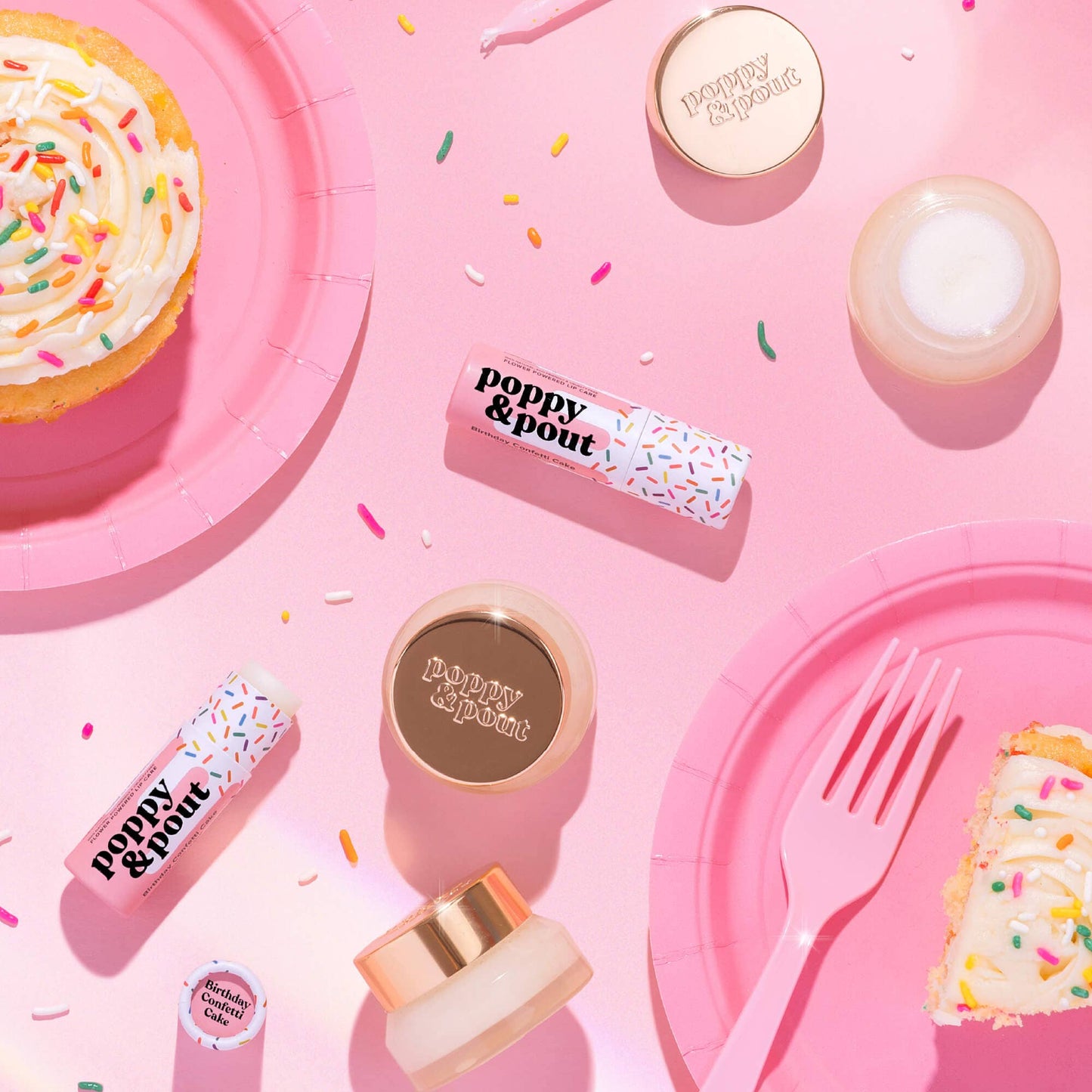 Poppy and Pout Lip Care Duo, Birthday Confetti Cake