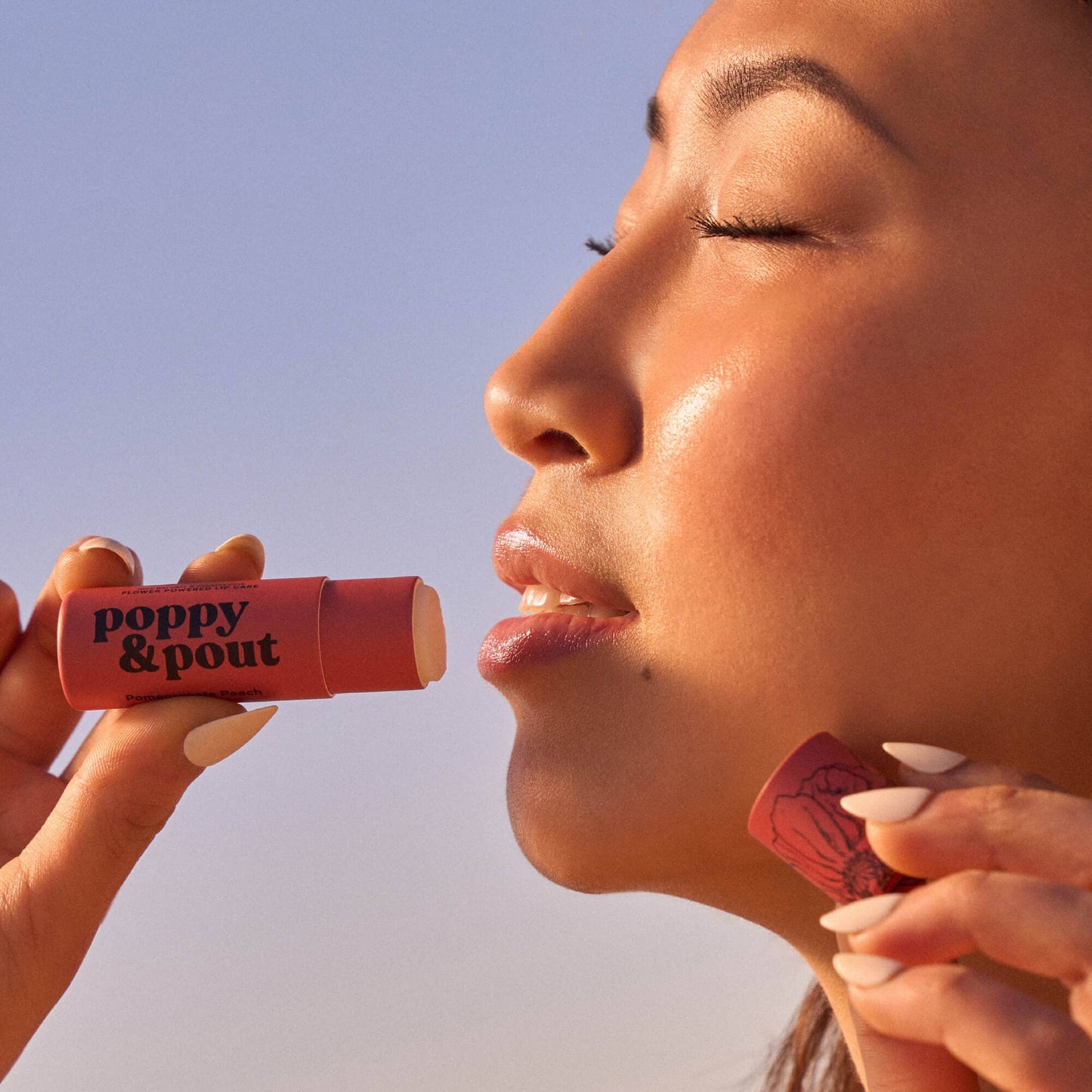 Poppy and Pout Lip Balm, Pomegranate Peach