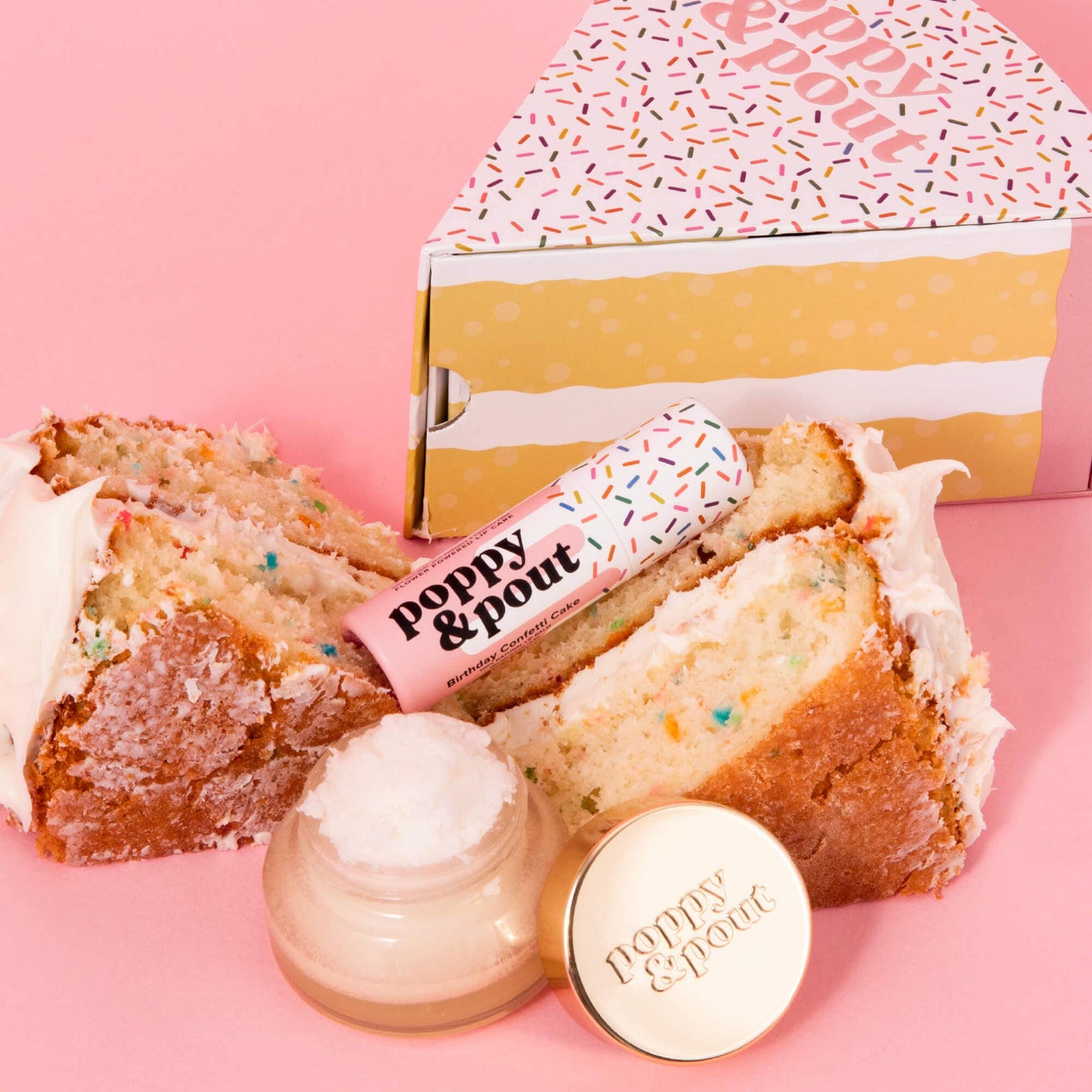 Poppy and Pout Lip Care Duo, Birthday Confetti Cake