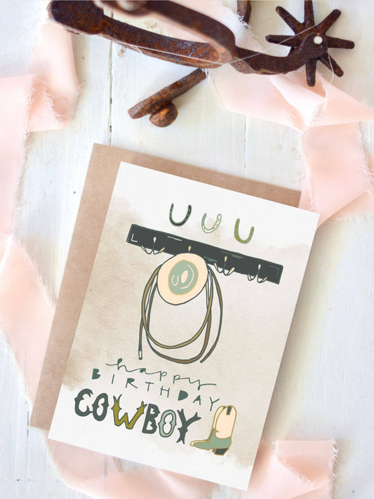 Happy Birthday Cowboy Western Card, Cowboy Birthday