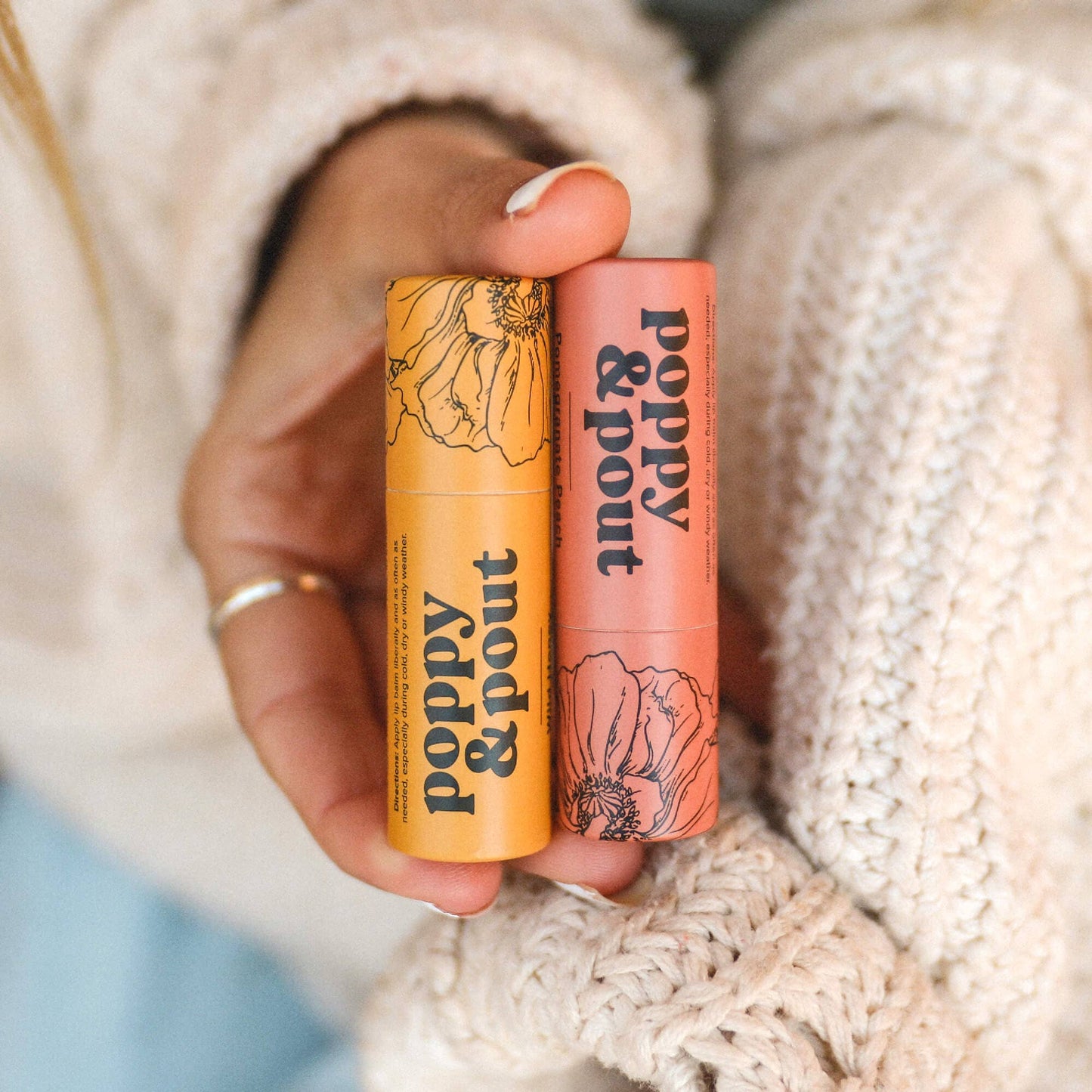 Poppy and Pout Lip Balm, Pomegranate Peach