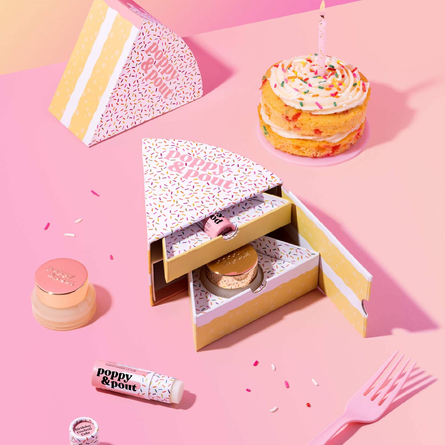 Poppy and Pout Lip Care Duo, Birthday Confetti Cake
