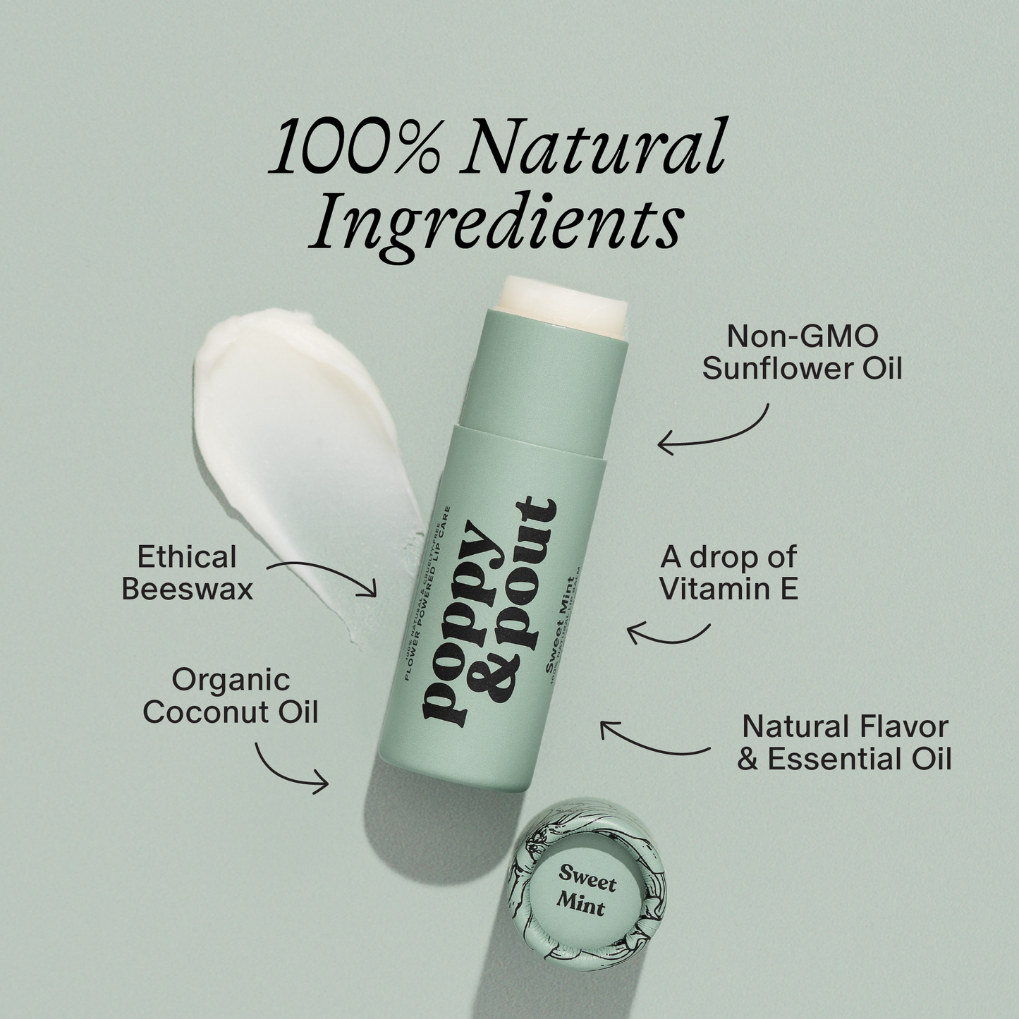 Poppy and Pout Lip Balm, Sweet Mint