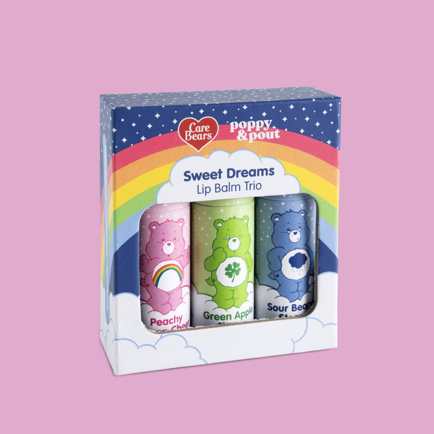 Poppy and Pout Limited Edition, Lip Balm Trio, Care Bears