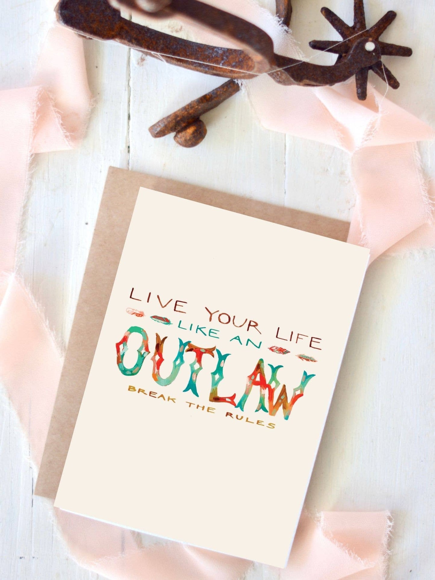 Outlaw Western Cowgirl Blank Card, Western Stationery