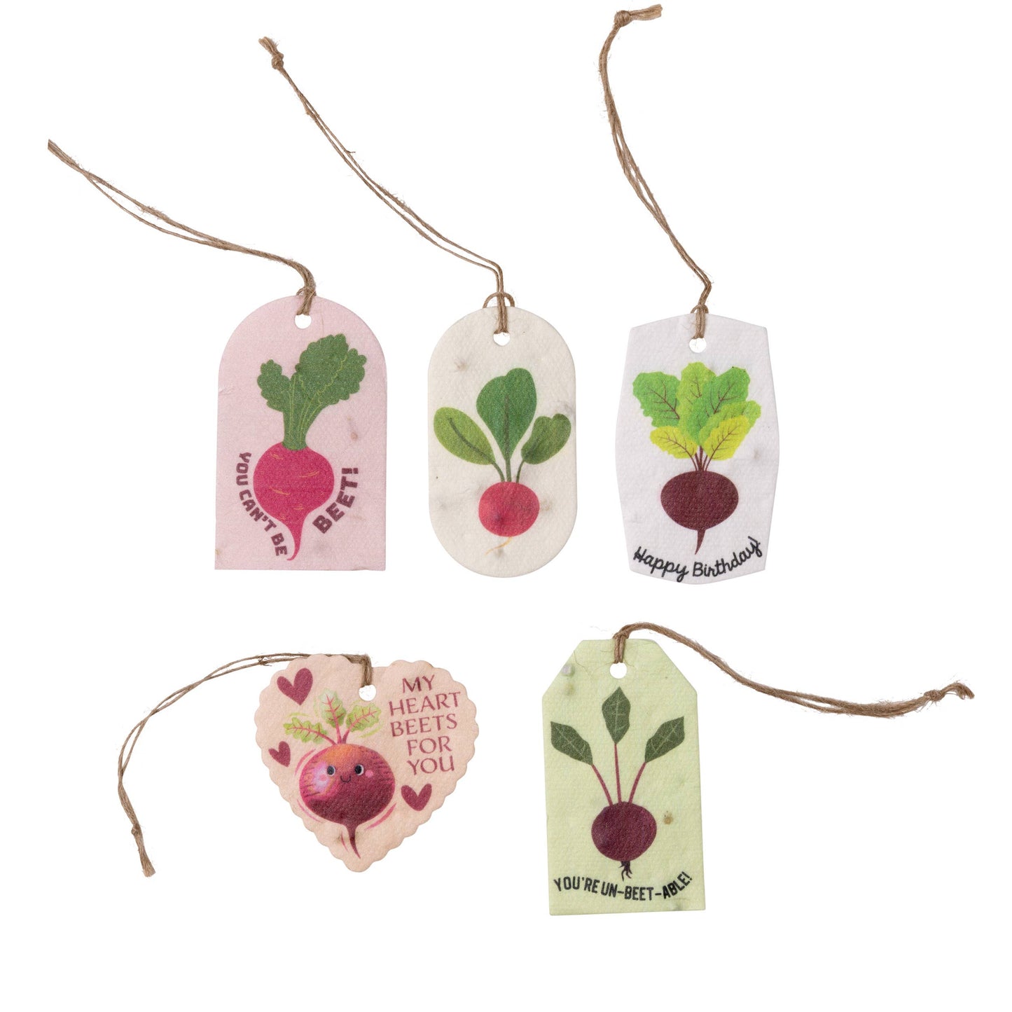Plantable Seed Gift Tags - Vintage Seed Design, 5 Gift Tags: Strawberries