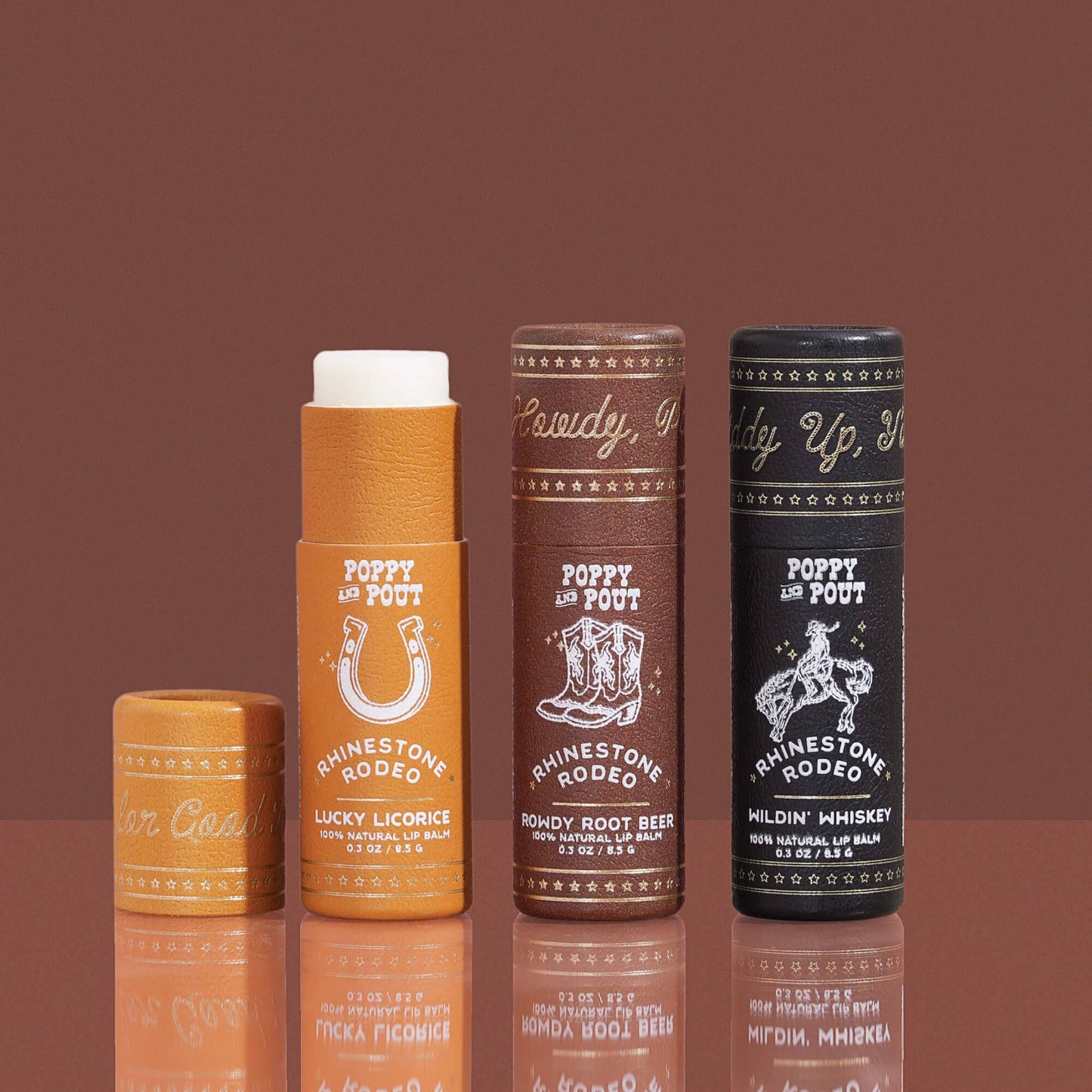 Poppy and Pout Gift Set, Lip Balm Trio, Rhinestone Rodeo