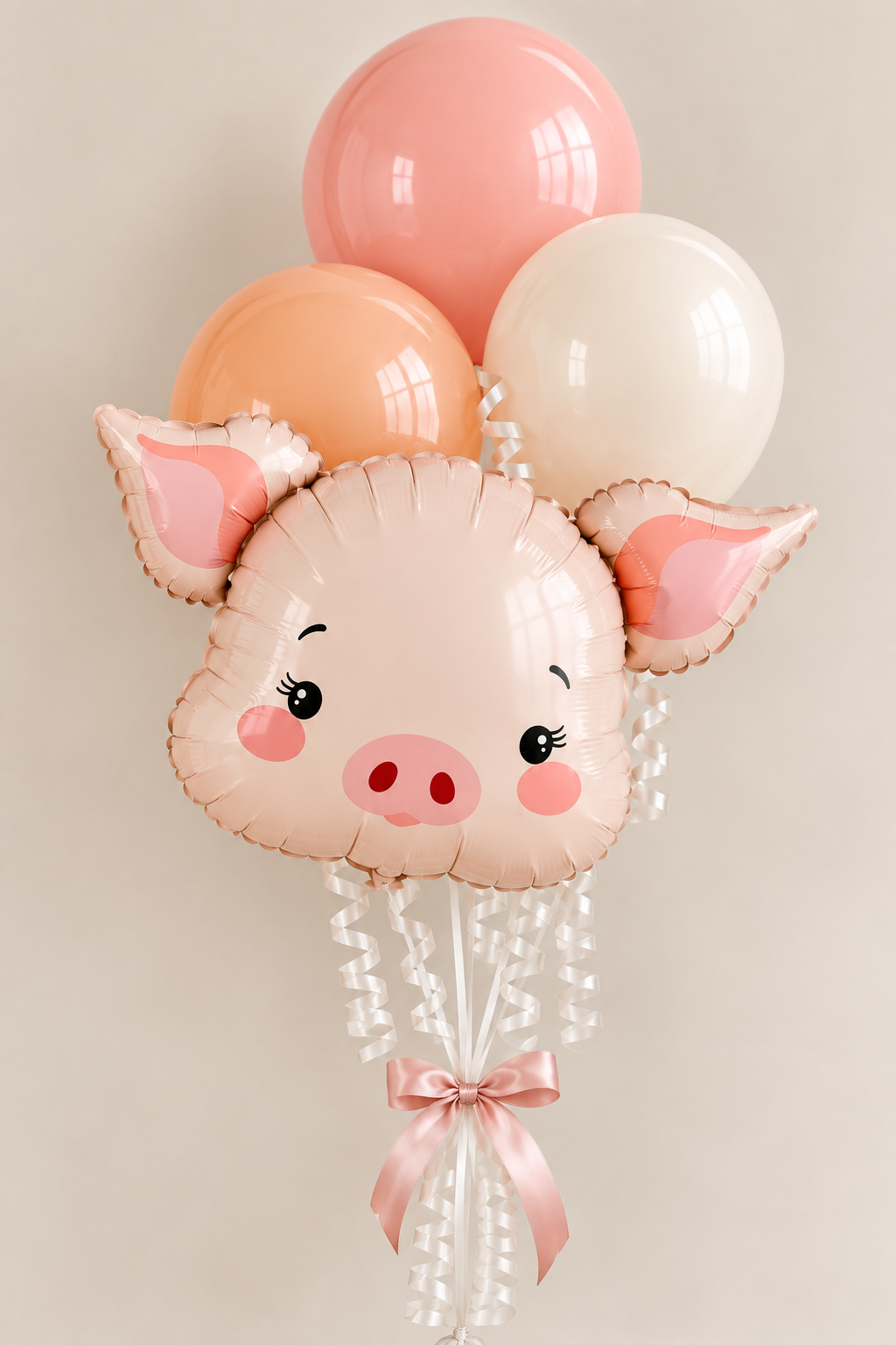 Deluxe balloon bouquet — This Little Piggy foil balloon with coordinating latex balloons