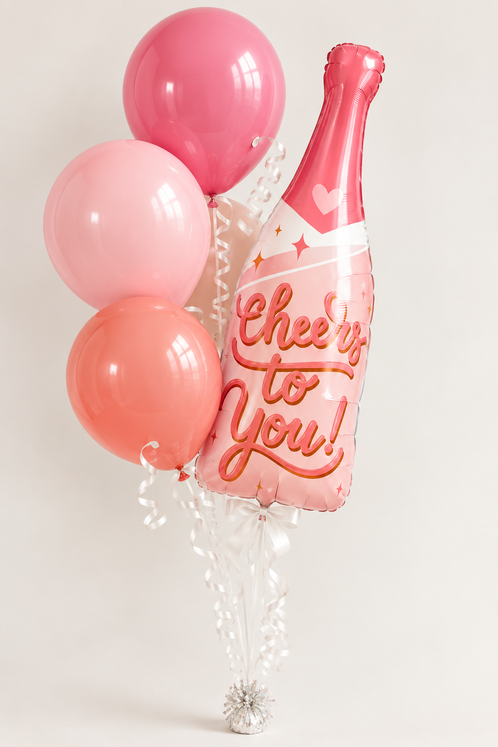 Deluxe balloon bouquet — Raise A Glass Cheers to you Bottle foil balloon with coordinating latex balloons
