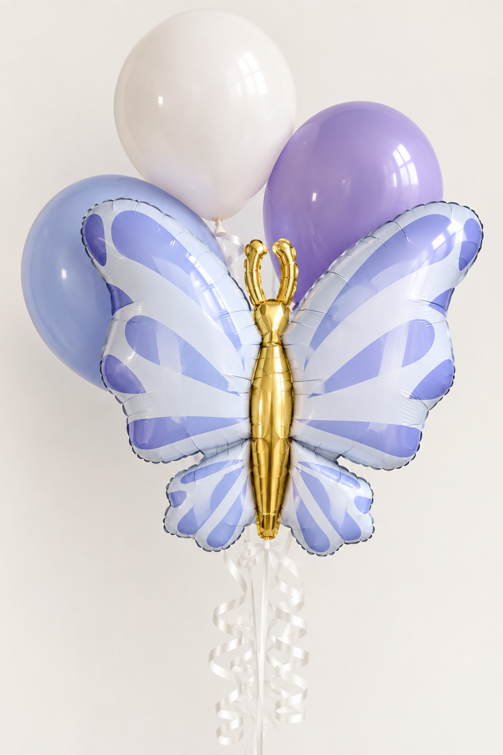Deluxe balloon bouquet — Born To Fly Butterfly Kisses foil balloon with coordinating latex balloons