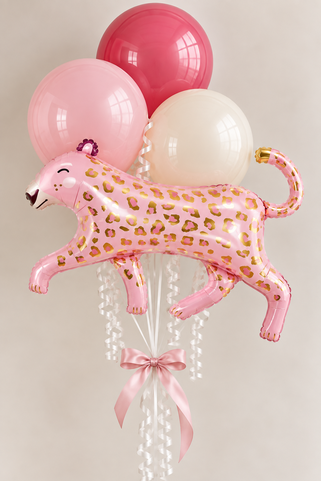 Deluxe balloon bouquet — Pretty Wild Pink Leopard foil balloon with coordinating latex balloons