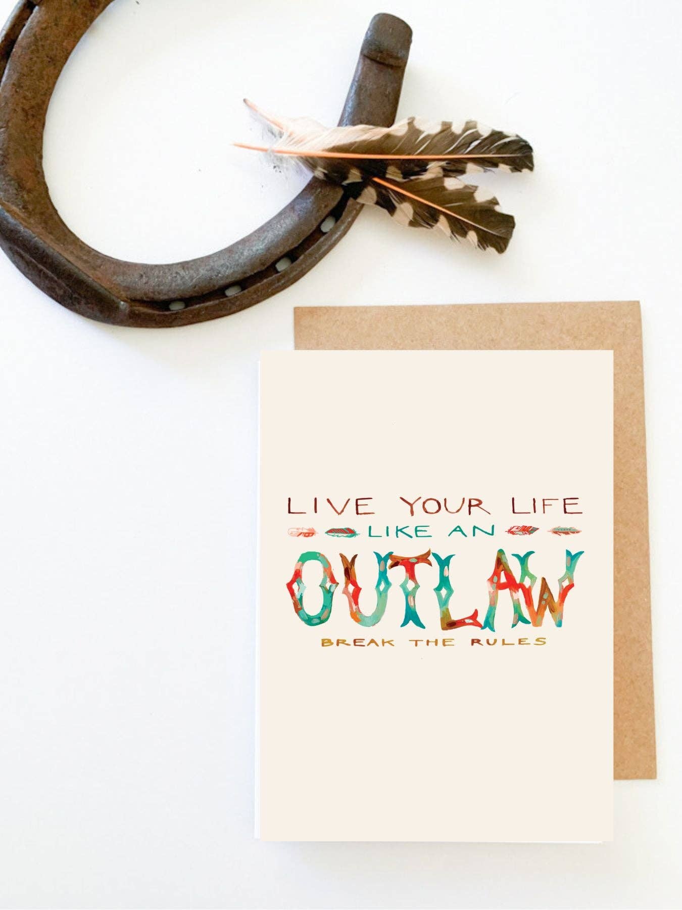 Outlaw Western Cowgirl Blank Card, Western Stationery