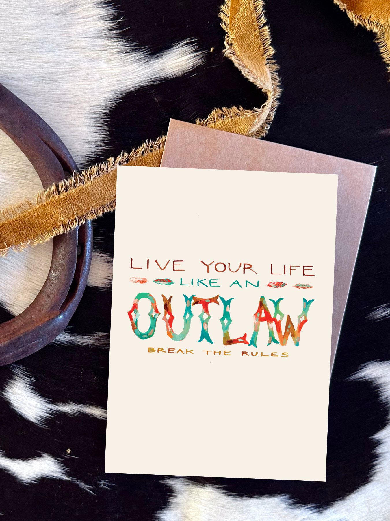 Outlaw Western Cowgirl Blank Card, Western Stationery