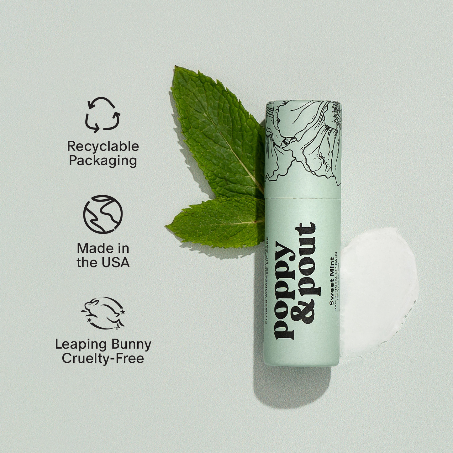 Poppy and Pout Lip Balm, Sweet Mint