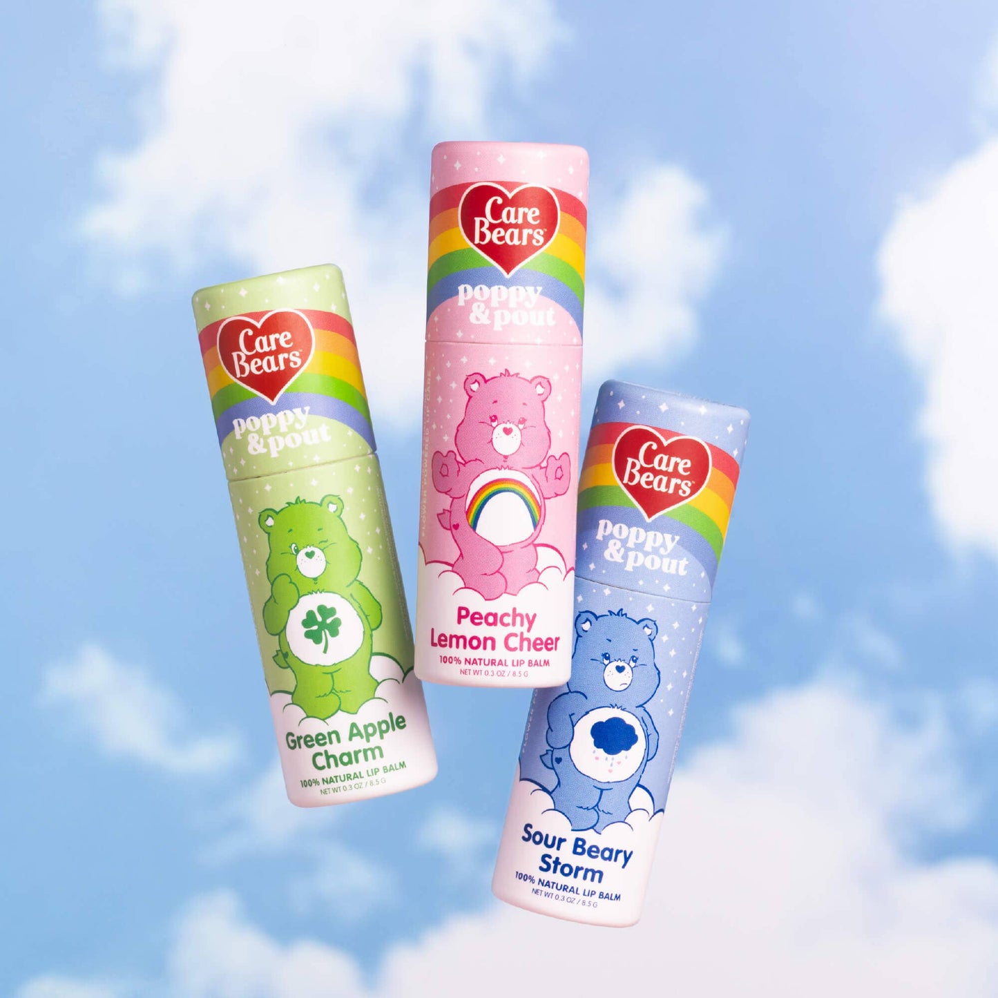 Poppy and Pout Limited Edition, Lip Balm Trio, Care Bears